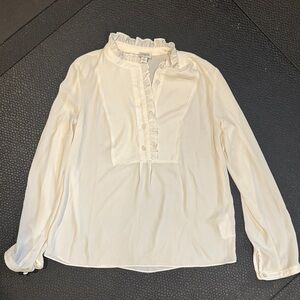J. Crew Ivory Ruffle Top